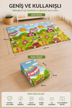 Katlanabilir Oyun Halısı ,Oyun Matı - Tek Taraflı Katlanır Mat, Oyun Matı 200x130 cm-Eğlence Parkı