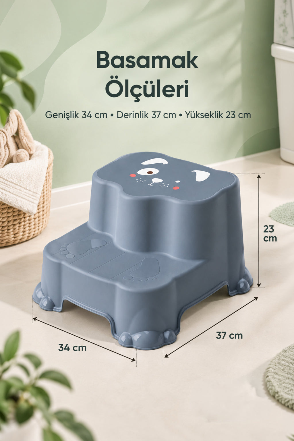 Çocuk Tuvalet Alıştırma Seti Süngerli Adaptör ve Basamak wumboo-color-mavi