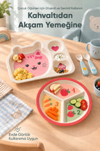2'li Melamin Çocuk Tabağı - Ekstra Dayanıklı BPA Free Beslenme Seti- Kırılmaz Çocuk Beslenme Tabağı - BSH-164