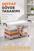Tekerlekli 42 Lt Oyuncak Saklama Kutusu, Oyuncak Düzenleyici-Çocuk Odası Düzenleyici Organizer wumboo-color-seffaf wumboo-pack-1-adet