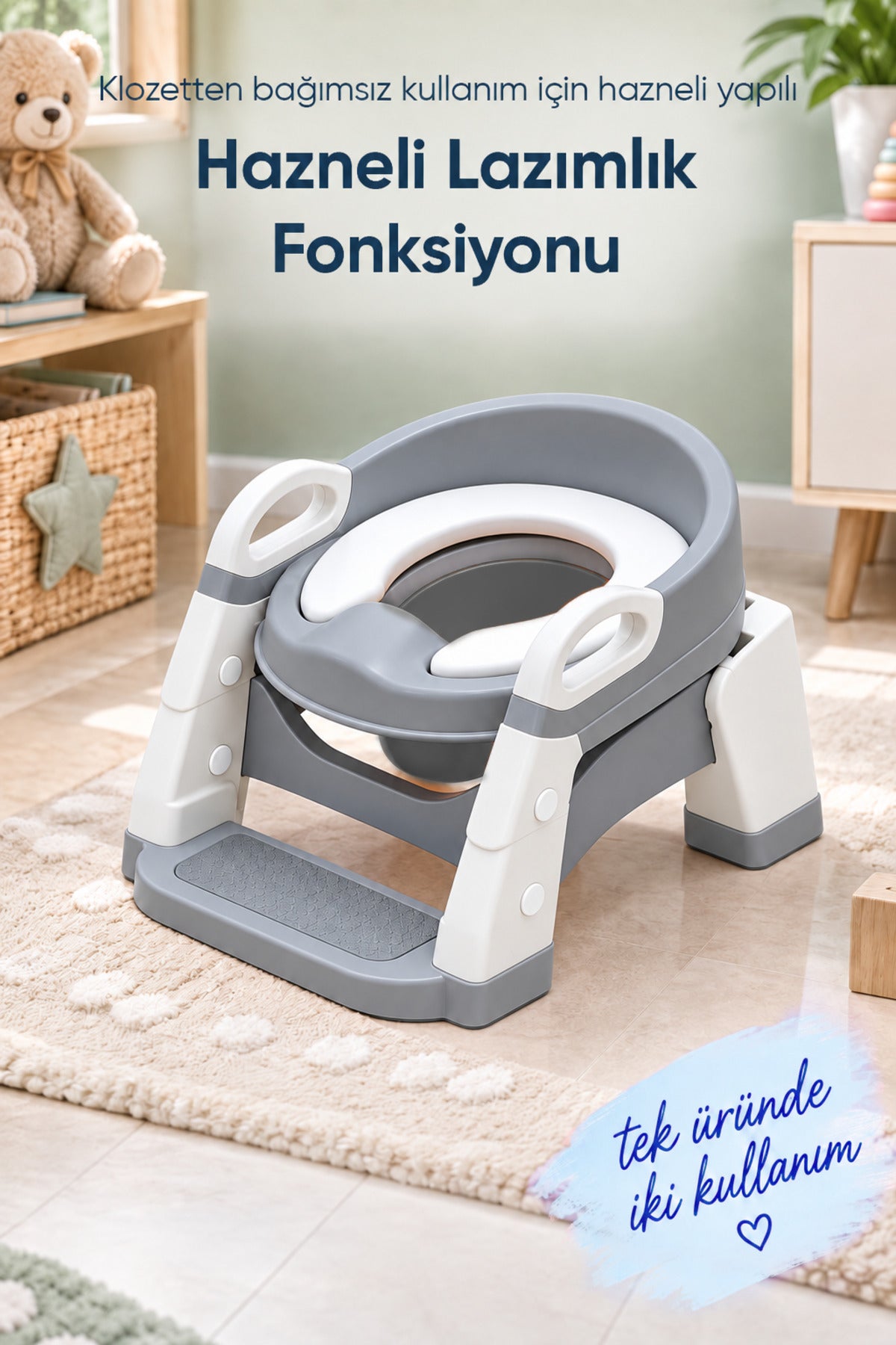 Kendinden Basamaklı Katlanır Lazımlık ve Klozet Adaptörü wumboo-color-gri