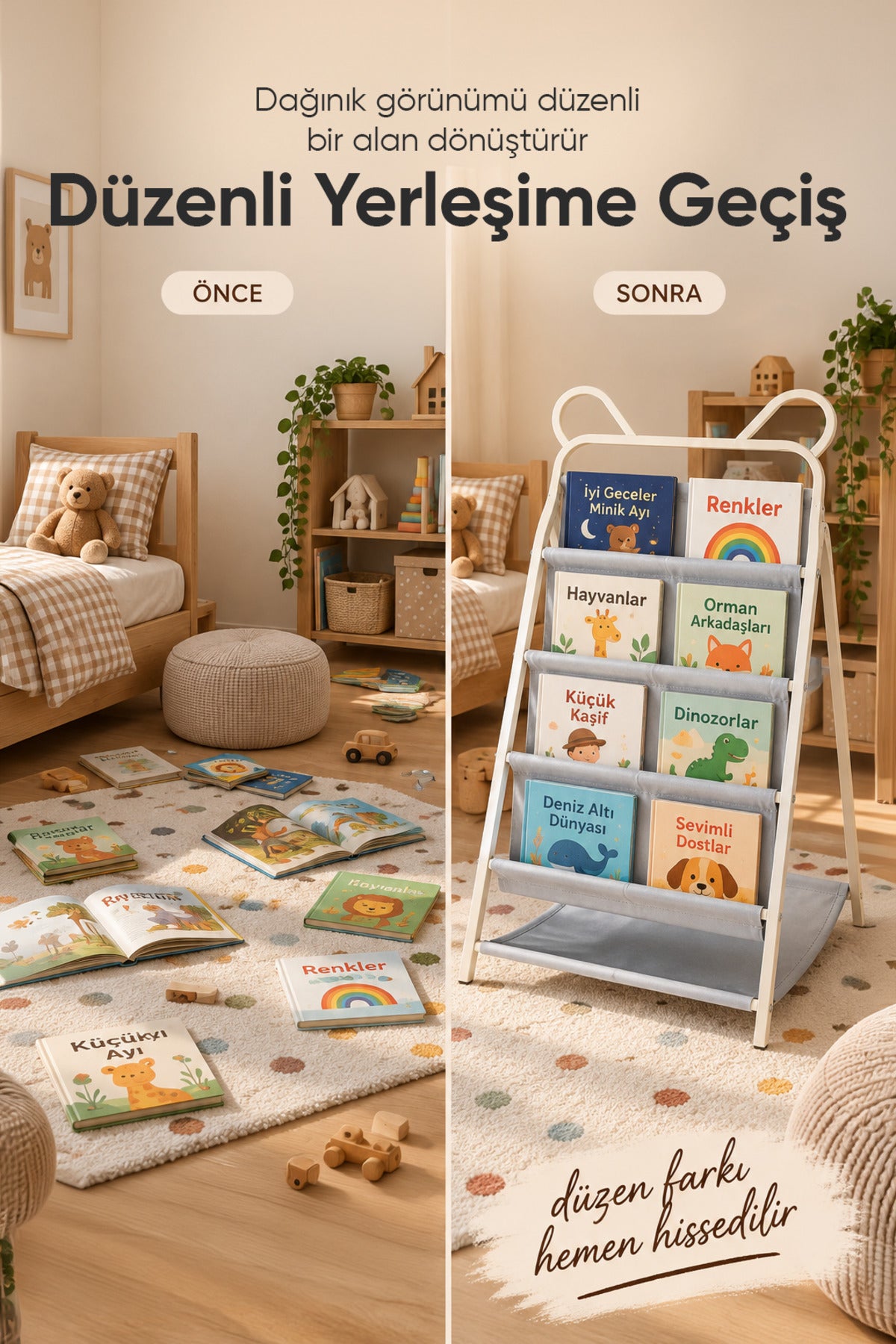 4 Katlı Ayıcık Çocuk Odası Kitaplığı wumboo-color-bej