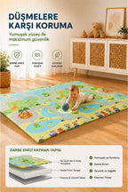 Katlanabilir Oyun Halısı ,Oyun Matı - Tek Taraflı Katlanır Mat, Oyun Matı 200x130 cm-Yeşil Yol