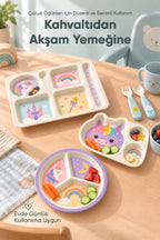 3'lü Melamin Çocuk Tabağı - Ekstra Dayanıklı BPA Free Beslenme Seti- Kırılmaz Çocuk Beslenme Tabağı - BSH-155