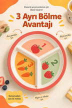 3 Bölmeli Melamin Çocuk Tabağı-Ekstra Dayanıklı BPA Free Beslenme Tabağ-Eğitici Sayılar Çocuk Tabağı