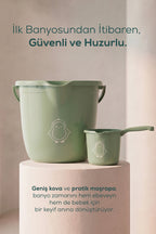 2'li Bebek Banyo Yıkama Seti - Bebek Banyo Su Kovası - Bebek Maşrapa - Yeşil wumboo-color-yesil