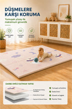 Katlanabilir Oyun Halısı ,Oyun Matı - Tek Taraflı Katlanır Mat, Oyun Matı 200x130 cm-Pembe