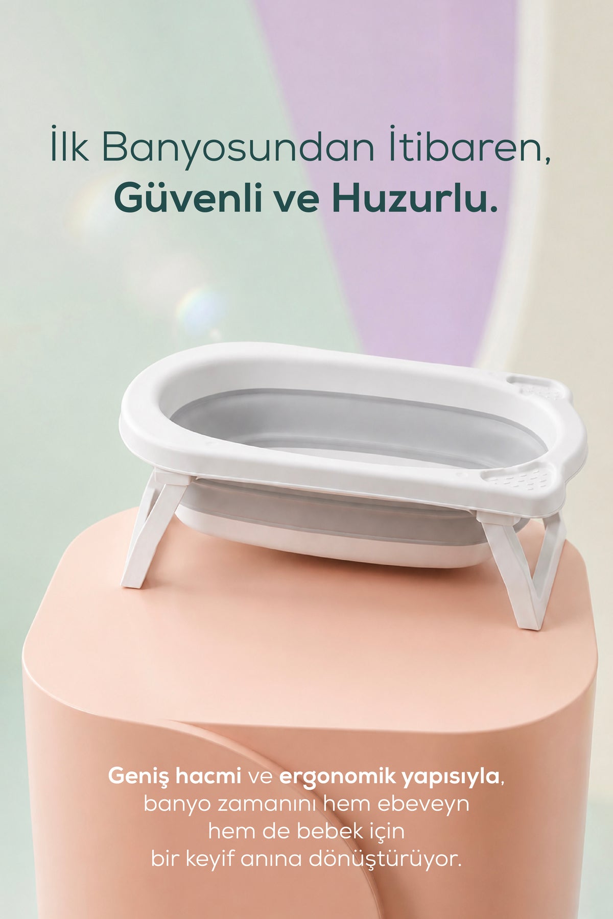 Katlanır Bebek Küveti-Katlanır Küvet, Portatif Bebek Küveti-Gri