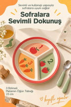 3 Bölmeli Melamin Çocuk Tabağı-Ekstra Dayanıklı BPA Free Beslenme Tabağ-Eğitici Sayılar Çocuk Tabağı