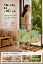 Katlanabilir Oyun Halısı ,Oyun Matı - Tek Taraflı Katlanır Mat, Oyun Matı 200x130 cm-Yeşil Yol
