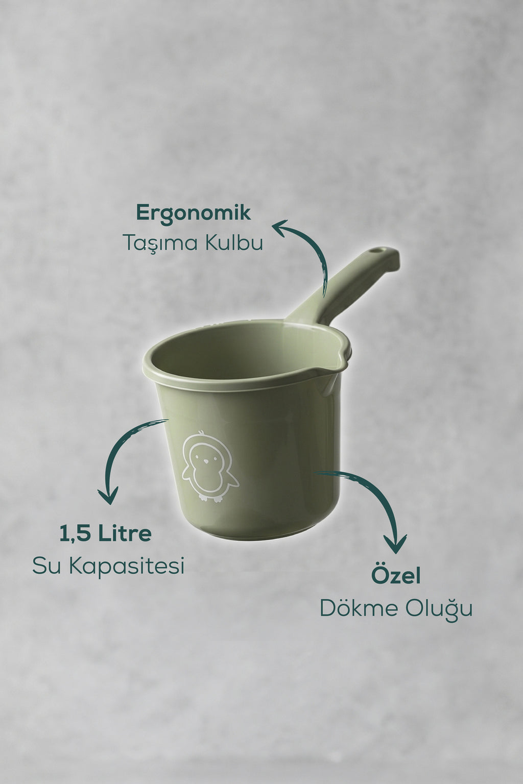 Bebek Banyo Maşrapası - 1,5 Litre Bebek Yıkama Maşrapası-Yeşil