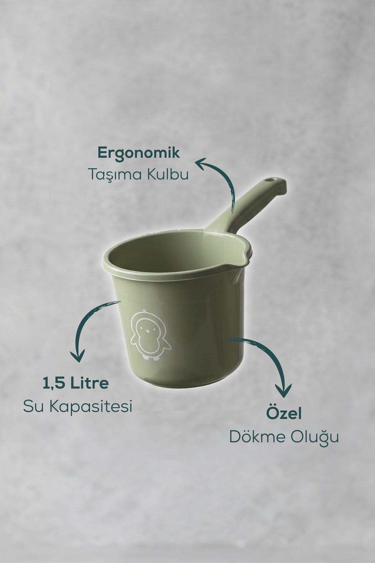 Bebek Banyo Maşrapası - 1,5 Litre Bebek Yıkama Maşrapası-Yeşil
