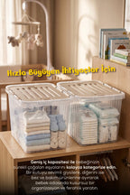 Kilitli Kapak Oyuncak Saklama Kutusu - 16 Lt Çocuk Odası Düzenleyici, Oyuncak Saklama Kutusu Bej wumboo-color-bej wumboo-pack-1-adet