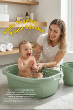 3’lü Bebek Banyo Yıkama Seti - Bebek Yıkama Küveti -Bebek Banyo Su Kovası - Maşrapa - Yeşil wumboo-color-yesil