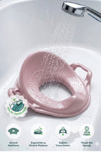 Çocuk Kulplu Klozet Kapağı Adaptörü - Tuvalet Alıştırma Oturağı - Pembe wumboo-color-pembe