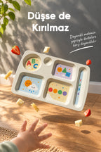 6 Bölmeli Melamin Çocuk Tabağı-Ekstra Dayanıklı BPA Free Beslenme Tabağı-Eğitici Çocuk Tabağı