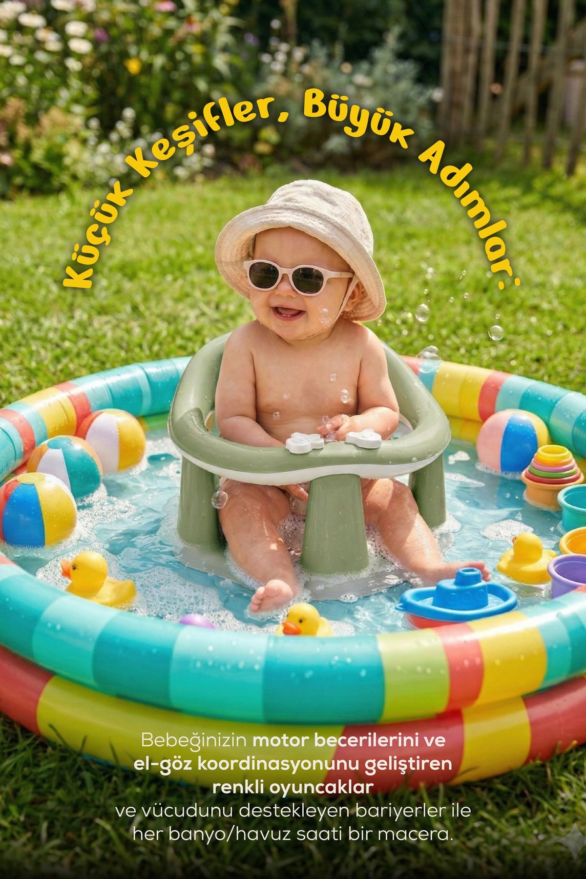 Bebek Banyo Oturağı - Mama Oturağı Vakum Tabanlı Bebek Oturağı Yeşil wumboo-color-yesil
