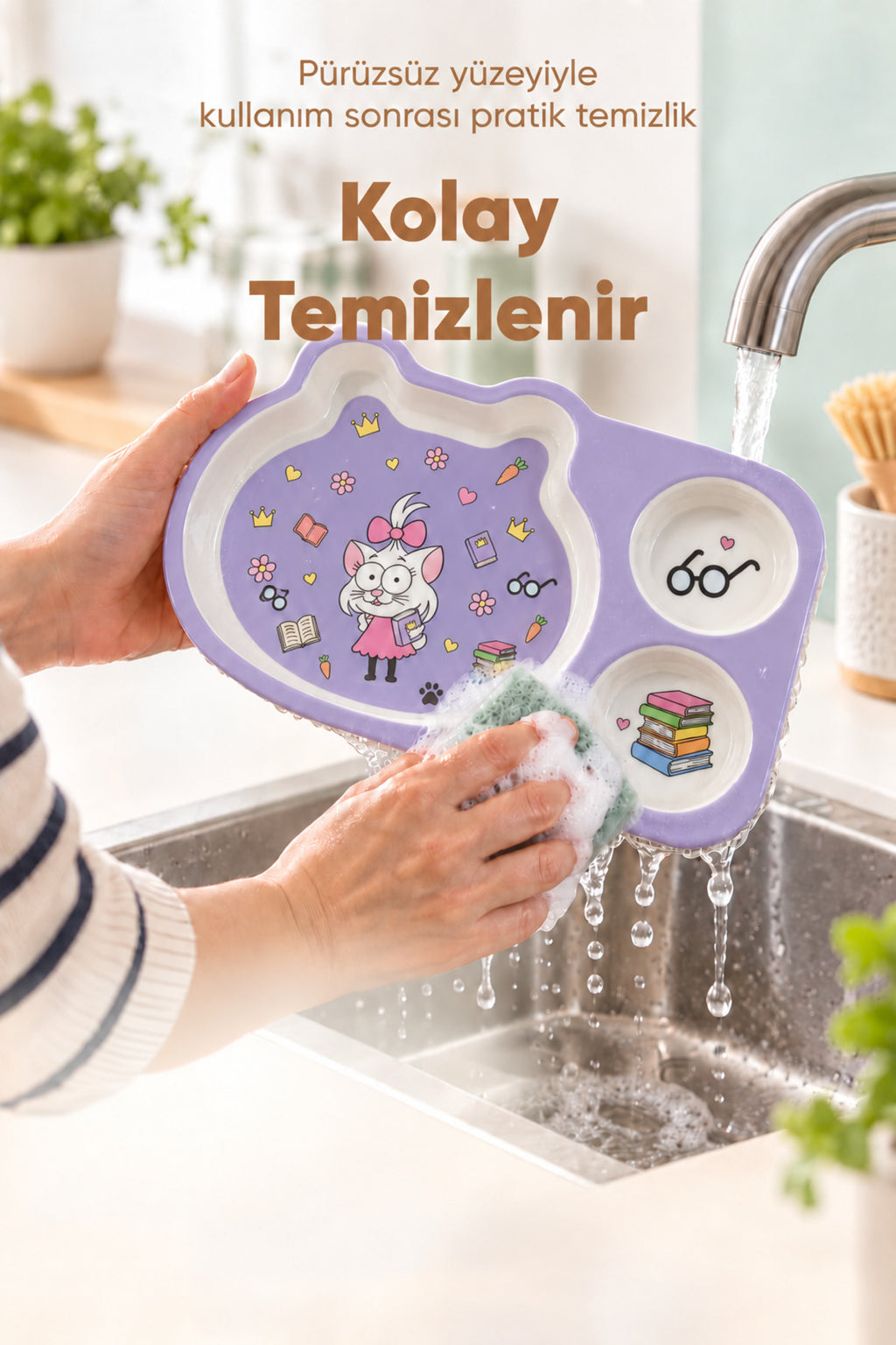Kral Şakir 3 Bölmeli Melamin Çocuk Tabağı wumboo-color-mor