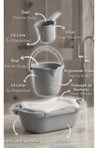 4'lü 40 Litre Bebek Banyo Seti Köpüklü File Hediyeli wumboo-color-gri