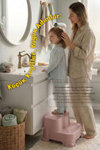 Kaydırmaz Çocuk Basamağı - Çift Katlı Banyo Merdiven Yükseltici Bebek Basamağı -Pembe wumboo-color-pembe