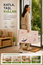 Katlanabilir Oyun Halısı ,Oyun Matı - Tek Taraflı Katlanır Mat, Oyun Matı 200x130 cm-Pembe