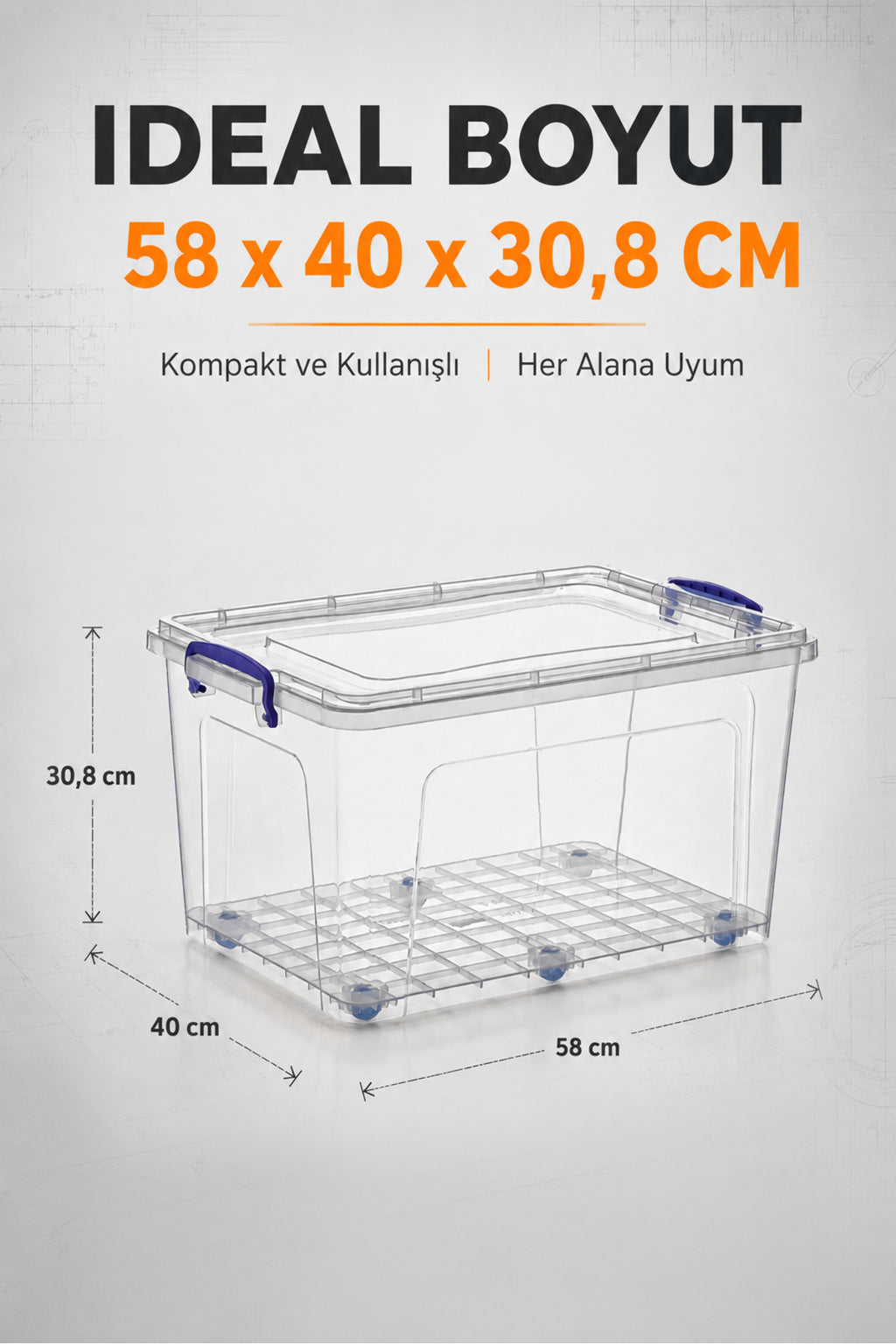 Tekerlekli 42 Lt Oyuncak Saklama Kutusu, Oyuncak Düzenleyici-Çocuk Odası Düzenleyici Organizer