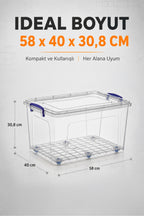 Tekerlekli 42 Lt Oyuncak Saklama Kutusu, Oyuncak Düzenleyici-Çocuk Odası Düzenleyici Organizer wumboo-color-seffaf wumboo-pack-1-adet