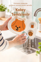 3 Bölmeli Hayvan Desenli Melamin Çocuk Tabağı-Ekstra Dayanıklı BPA Free Beslenme Tabağı-Köpek