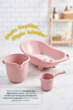3'lü Set Fileli Yenidoğan Küvet Seti Pembe wumboo-color-pembe