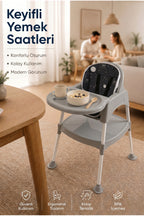 Bebek Mama Oturağı- Çok Fonksiyonlu Bebek Mama Sandalyesi ve Dönüştürülebilir Oyun Masası Seti - Gri wumboo-color-gri