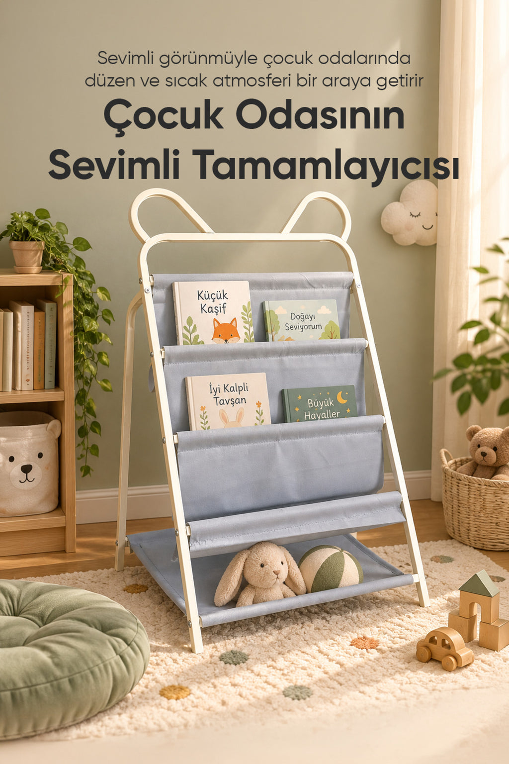 4 Katlı Ayıcık Çocuk Odası Kitaplığı wumboo-color-bej