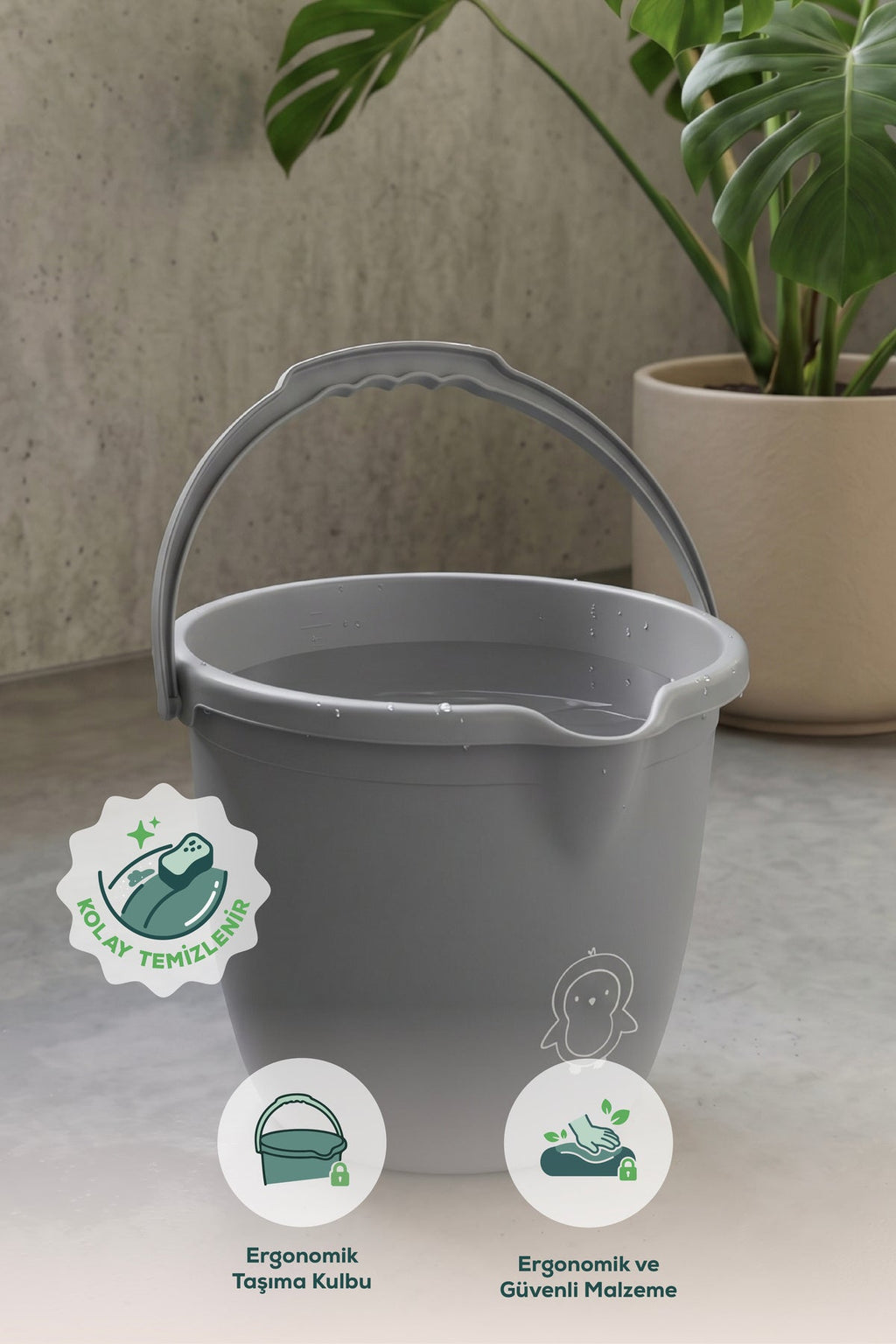 Bebek Banyo Kovası - Çok Amaçlı Bebek Banyo Kovası 13 Lt - Gri wumboo-color-gri
