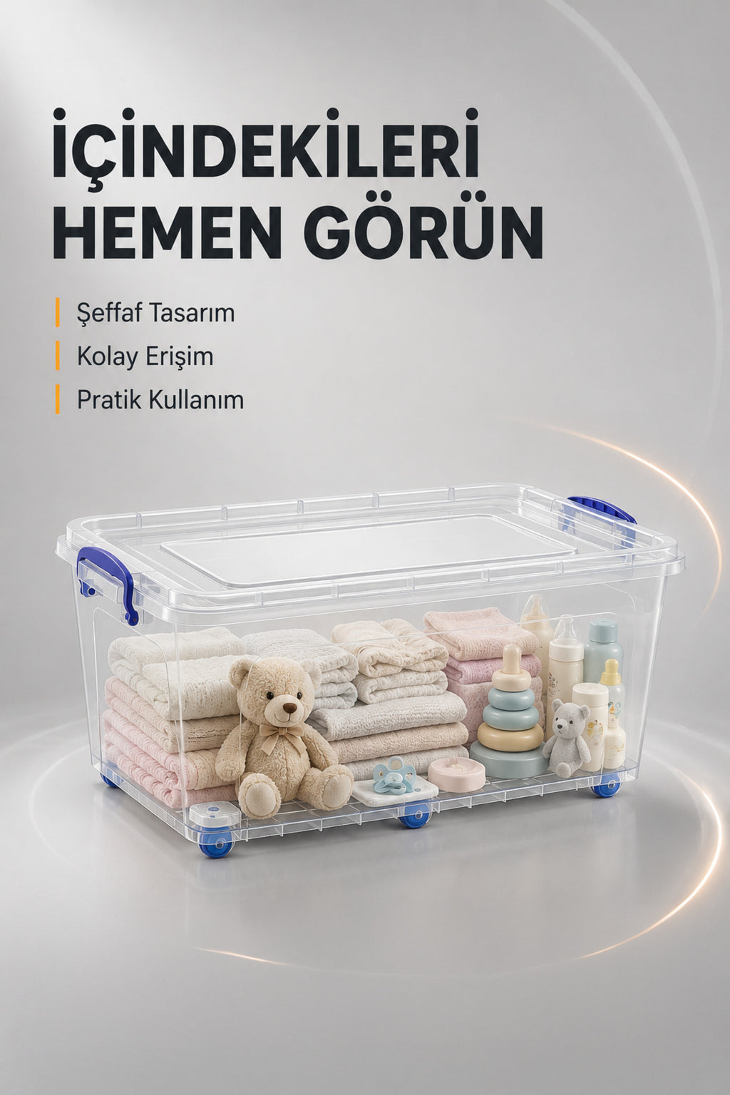 Tekerlekli 30 Litre Oyuncak Saklama Kutusu, Oyuncak Düzenleyici-Çocuk Odası Düzenleyici Organizer