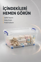 Tekerlekli 30 Litre Oyuncak Saklama Kutusu, Oyuncak Düzenleyici-Çocuk Odası Düzenleyici Organizer wumboo-color-seffaf wumboo-pack-1-adet