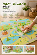 Katlanabilir Oyun Halısı ,Oyun Matı - Tek Taraflı Katlanır Mat, Oyun Matı 200x130 cm-Yeşil Yol