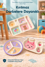 3'lü Melamin Çocuk Tabağı - Ekstra Dayanıklı BPA Free Beslenme Seti- Kırılmaz Çocuk Beslenme Tabağı - BSH-157