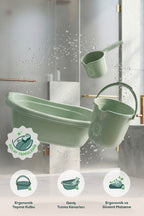 3’lü Bebek Banyo Yıkama Seti - Bebek Yıkama Küveti -Bebek Banyo Su Kovası - Maşrapa - Yeşil wumboo-color-yesil