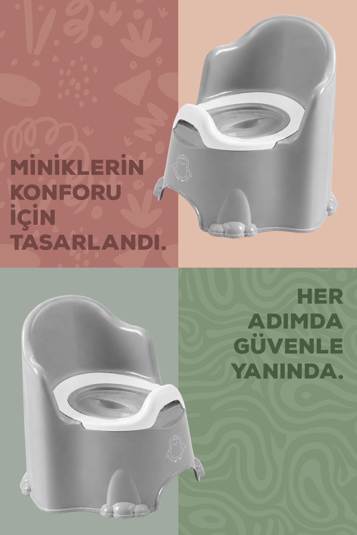 Tuvalet Alıştırma Lazımlığı- Koltuk Tipi Çocuk Lazımlık, Portatif Klozet,Alıştırma Lazımlığı-Gri