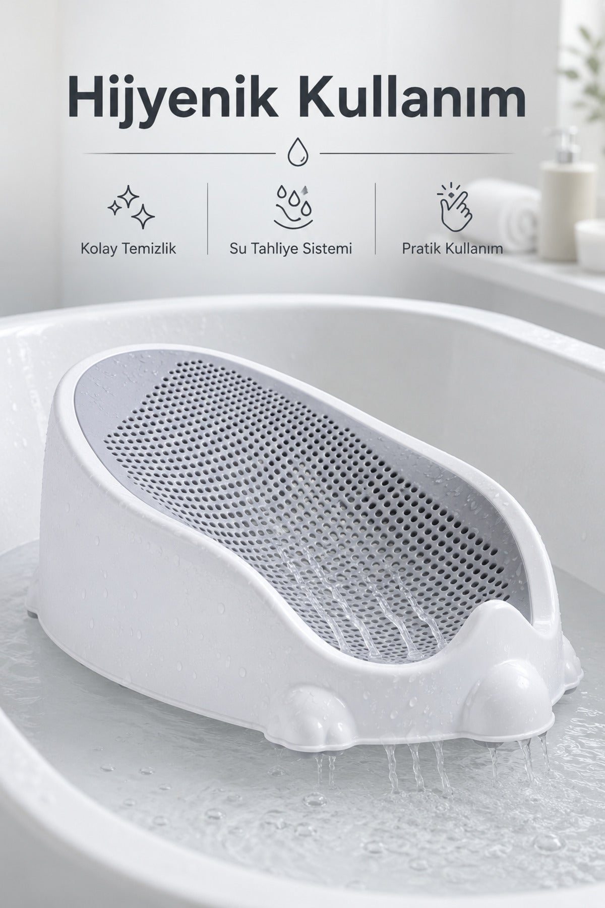 Soft Bebek Küveti – Sünger Hediyel Soft Fileli Bebek Yıkama Banyo Küveti Bebek Banyo Oturağı