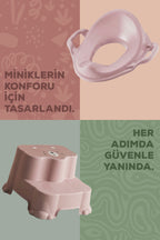 Çocuk Tuvalet Alıştırma Seti - Kaydırmaz 2 Katlı Basamak ve Kulplu Klozet Adaptörü-Pembe wumboo-color-pembe