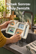 6 Bölmeli Melamin Çocuk Tabağı-Mama Tabağı-Ekstra Dayanıklı BPA Free Beslenme Tabağı- Araba