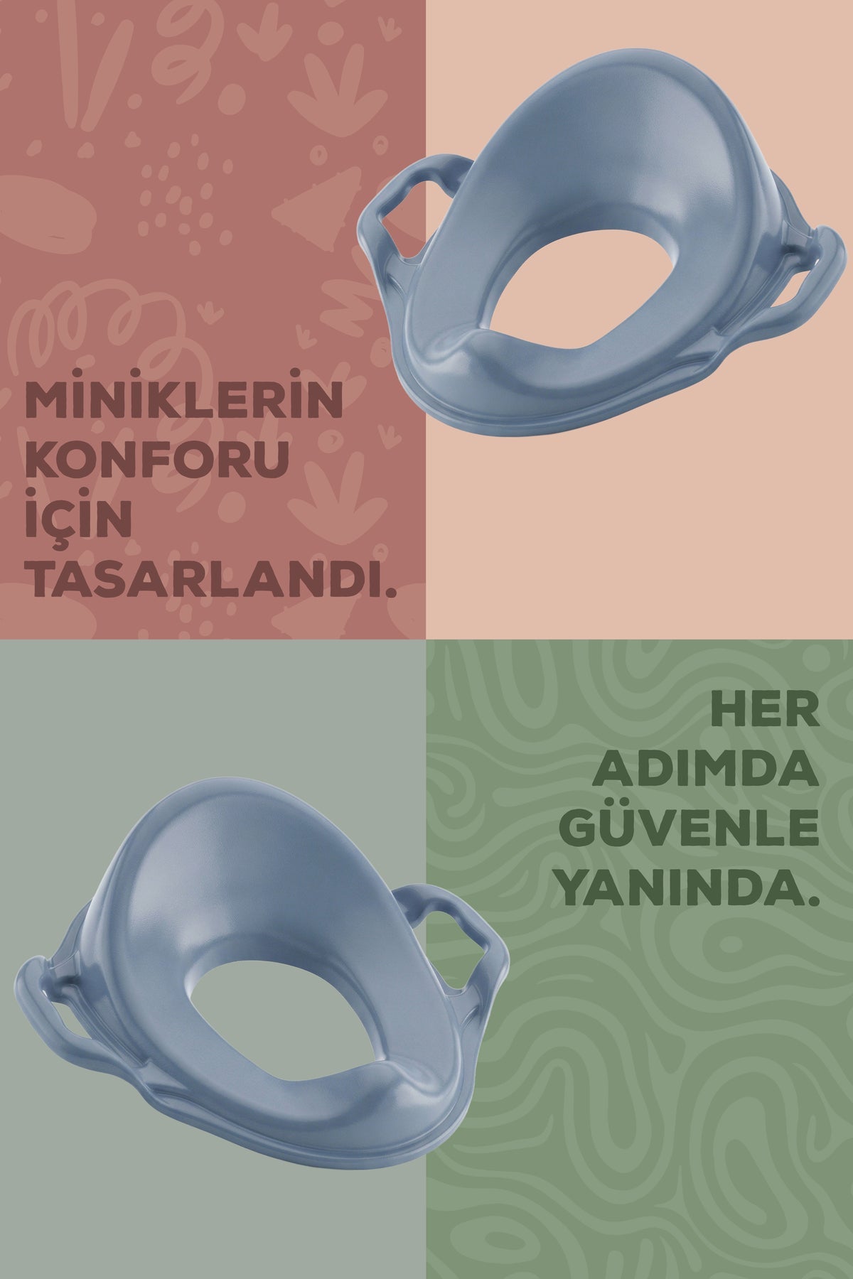 Çocuk Kulplu Klozet Kapağı Adaptörü - Tuvalet Alıştırma Oturağı - Mavi wumboo-color-mavi