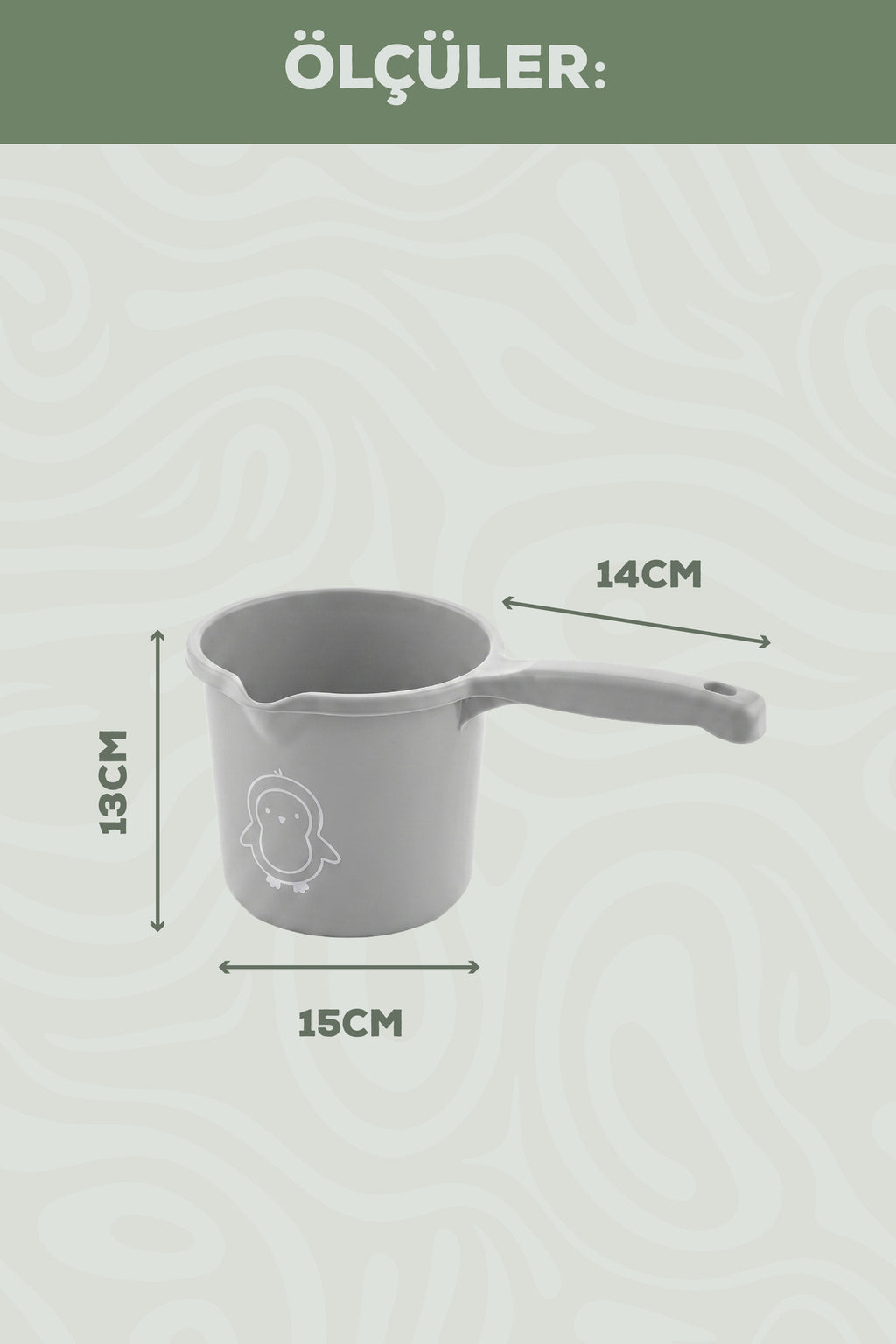 Bebek Banyo Maşrapası - 1,5 Litre Bebek Yıkama Maşrapası-Gri