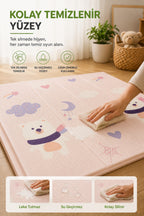 Katlanabilir Oyun Halısı ,Oyun Matı - Tek Taraflı Katlanır Mat, Oyun Matı 200x130 cm-Pembe