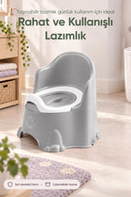 2'li Tuvalet Eğitim Seti Basamaklı Adaptör ve Lazımlık wumboo-color-gri