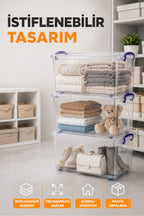 Tekerlekli 42 Lt Oyuncak Saklama Kutusu, Oyuncak Düzenleyici-Çocuk Odası Düzenleyici Organizer wumboo-color-seffaf wumboo-pack-1-adet