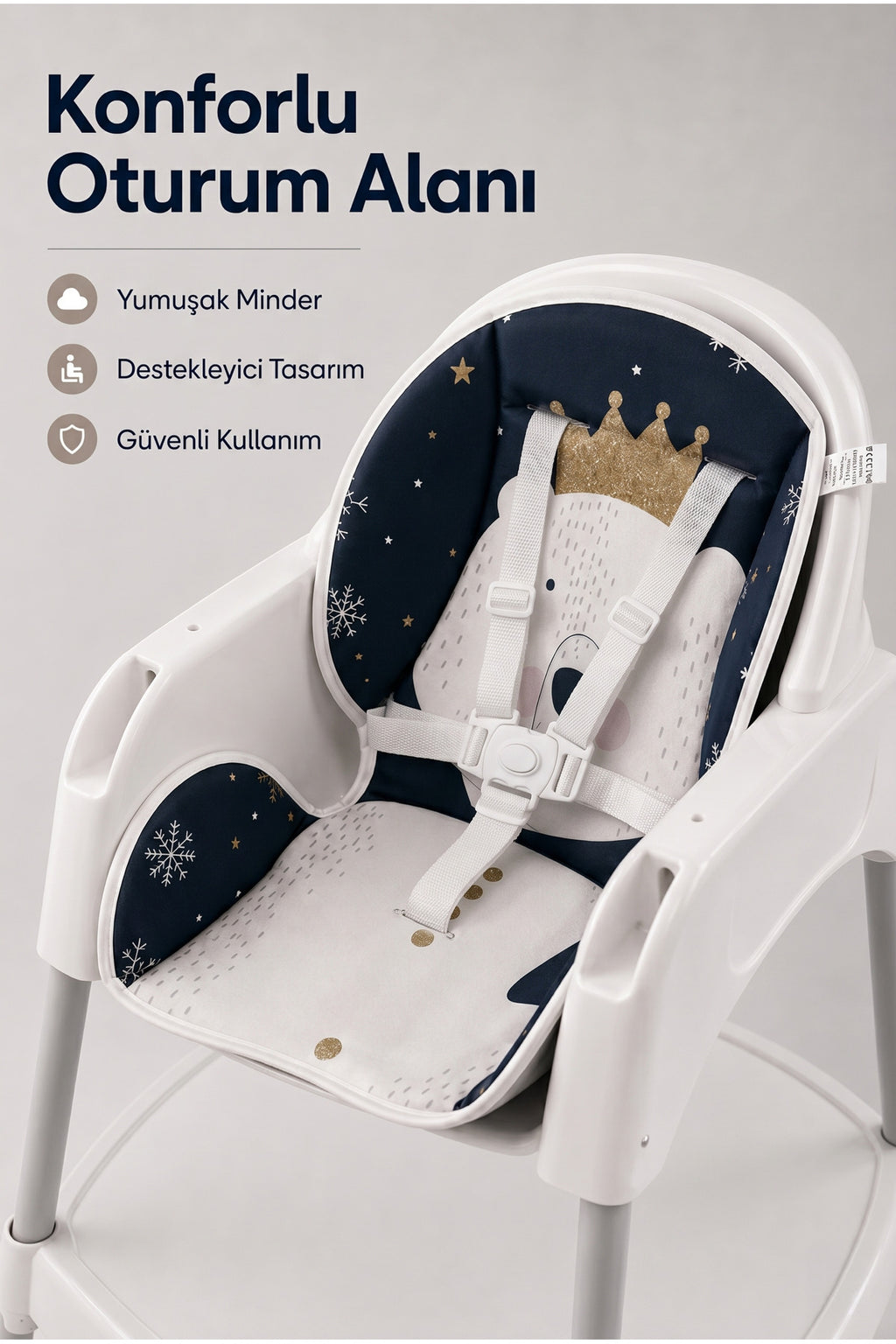 Bebek Mama Oturağı- Çok Fonksiyonlu Bebek Mama Sandalyesi ve Dönüştürülebilir Oyun Masası Seti-Beyaz