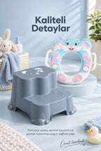 Çocuk Tuvalet Alıştırma Seti Süngerli Adaptör ve Basamak wumboo-color-mavi