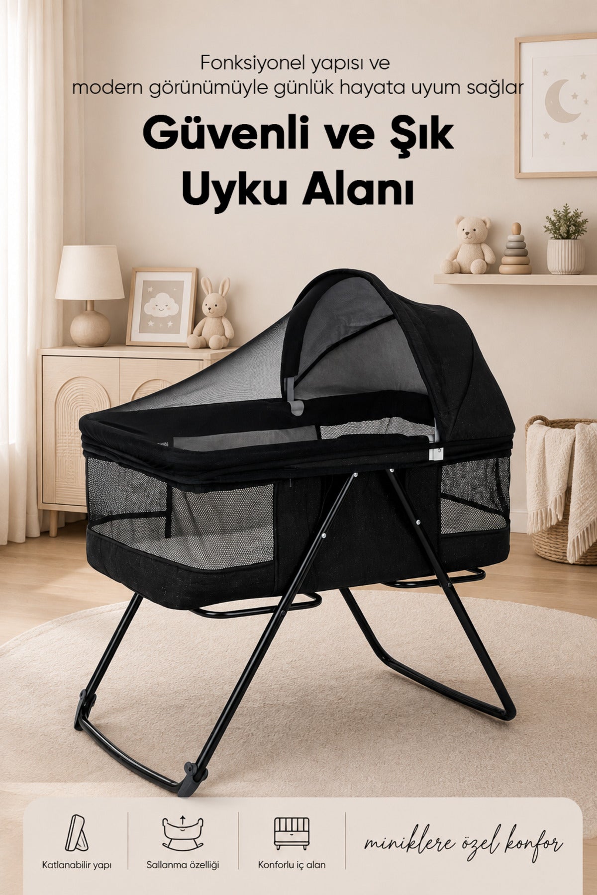 Sallanır Portatif Anne Yanı Beşik wumboo-color-antrasit