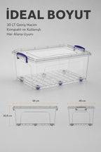 Tekerlekli 30 Litre Oyuncak Saklama Kutusu, Oyuncak Düzenleyici-Çocuk Odası Düzenleyici Organizer wumboo-color-seffaf wumboo-pack-1-adet